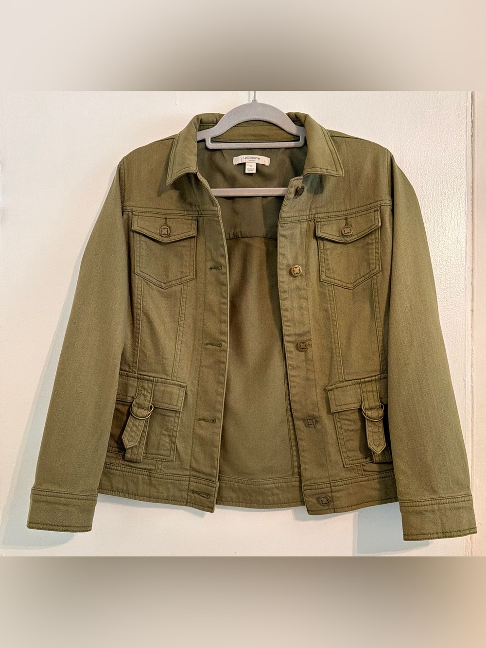 Liz Claiborne New York Olive Green Utility Cargo Jacket Women’s Size Small